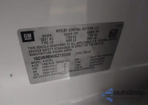 2016 Chevrolet Silverado 1500 1Lt z USA, uszkodzony, nr VIN 1GCVKREH0GZ135309